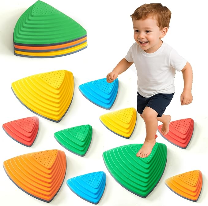 Stepping Stones – Indoor & Outdoor Obstacle Course Toys for Kids – Montessori Sensory & Motor Skill Development, Coordination & Active Play – Textured Educational Play Set
