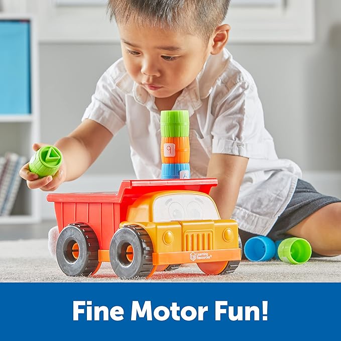 Learning Resources Tony the Peg Stacker Dump Truck - 10 Pieces, Ages 18+ months Fine Motor Skills Toy for Toddlers, Preschool Toys