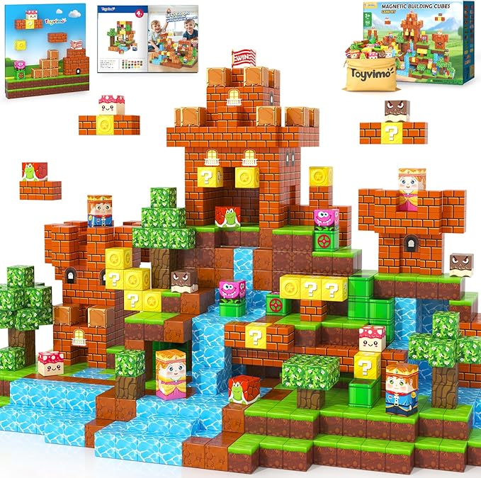 150 PCS Magnetic Blocks: Magnet Toys for Kids Ages 3+, STEM Sensory Building Cubes for Toddlers, Magnetic Tiles for 3-12 Boys & Girls Years Old, Stacking Game Toy for Travel Birthday Gifts