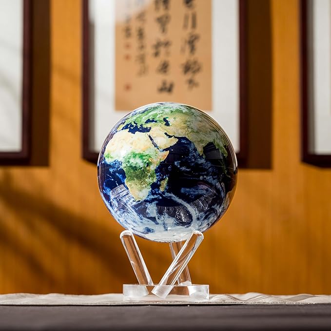 MOVA Globe Earth with Clouds – 6” Self-Rotating Globe Powered by Light | Silent Motion, No Batteries or Wires | Unique Desk Decor or Gift for Space Lovers