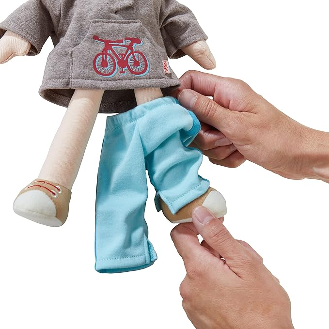 HABA Lian 12" Soft Doll - Baby Boy Doll with Brown Hair and Blue Eyes, Perfect Plush Toy for 18 Months & Up with Embroidered Face (Machine Washable)