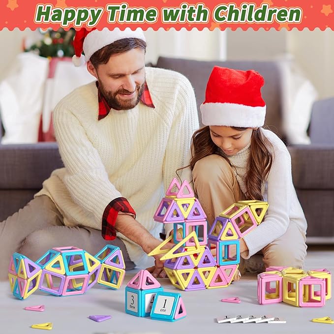 Toddler Girl Toys, Magnetic Tiles Basic Set, Birthday Gifts Ideas for Girls Age 3-5, Magnetic Building Blocks, Magnet STEM Montessori Toddler Kids Christmas Toys Gifts for 3 4 5 6 7 Year Old Girls