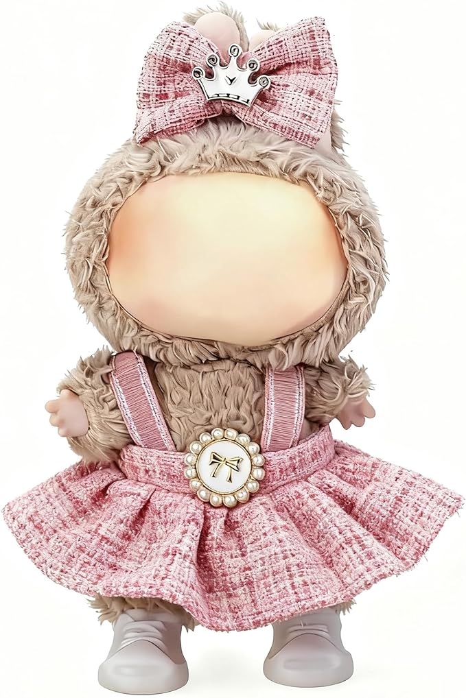 Clothes for LABUBU 17cm Doll (NO Doll), Outfit for LABUBU, Dress and Hairpin Set for LABUBU Dress Up, Fashion and Premium Dolls Accessories for LABUBU (Style B)