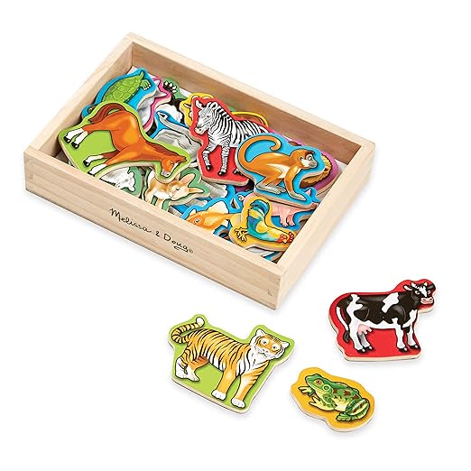 Melissa & Doug Wooden Animal Magnets Set (20 Pieces) – Farm, Zoo & Pet Fridge Magnets in Storage Box – Montessori Preschool Learning Toys for Toddlers & Kids Ages 2+ - FSC-Certified