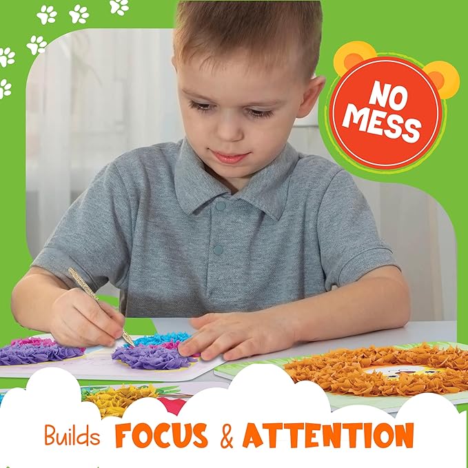 jackinthebox Poke Poke Art – Animals Theme, Mess-Free Fabric Art and Craft, Flower Pressing Kits, Gift for Kids, Girl Gifts, Boy Gift, Toys for Girls and Boys Ages 4 5 6 7 8