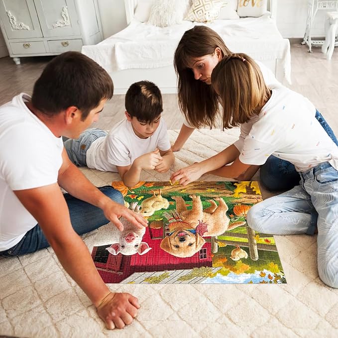 Puzzles for Adults 500 Pieces Jigsaw Puzzle Pig Dog Puzzles for Adults Teens Kids Colorful Animals Puzzle Challenging Puzzle Family Games Precision-Cut Vibrant Imagery, 20.5 x 15 in