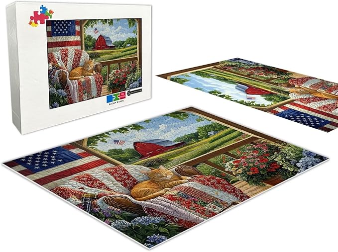 Adult Jigsaw 1000 Piece Wooden Puzzle, Garden Sofa Lounge Cat Home Art, Jigsaw Puzzle Family Activities Adult Gifts, Family Stress Relief Gifts