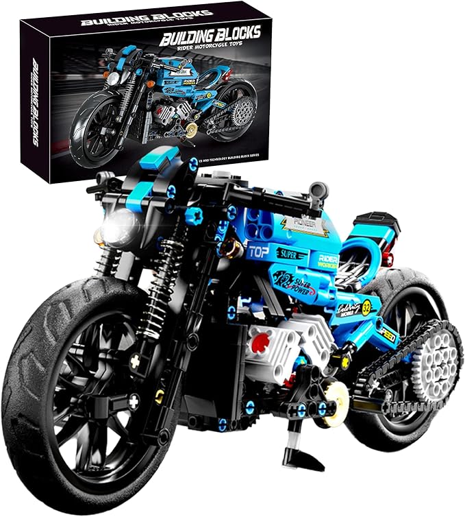 Techno-Mechanical Motorcycle Building Blocks Set, STEM Education Learning Toys, Creative DIY Racing Blocks, Collectible Models, Surprise Gift for Children 8-14 Years Old 469 Pcs