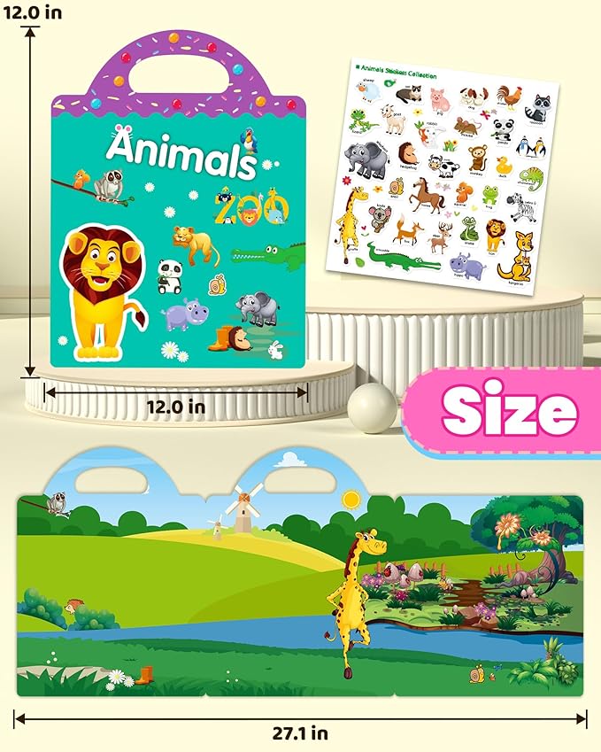 Reusable Sticker Book for Toddlers 2-4 Years, Stickers for Kids, Toddler Craft Activities, Toddler Travel Toys Ages 2+ Boy Girl Birthday Gifts