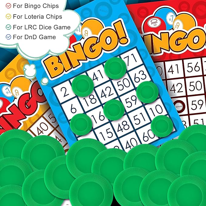 Coopay 600 Pieces Plastic Poker Chips Bingo Chip Bulk Learning Counters Disks Poker Card Game Counting Markers for Math Practice, Game Tokens and Teaching Rewards, 38 mm/ 1.5 Inches (Green)