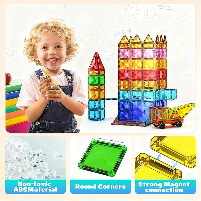 32PCS Jumbo Magnetic Tiles Set | Extra-Large STEM Building Blocks for Kids 3 to 99 Years | Choke-Proof Design with Super Strong Magnets