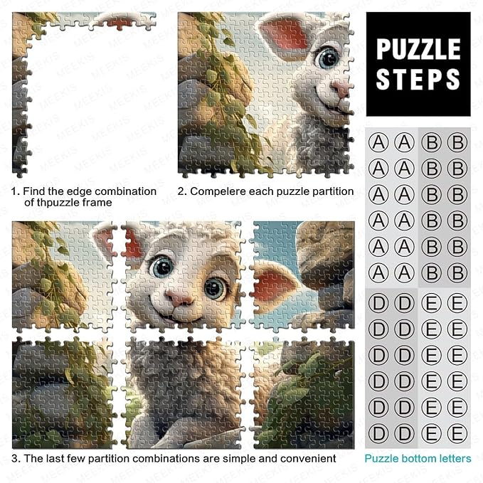 Sheep Thickened Wooden Jigsaw Puzzle for Adults Fun 500 Piece 3D Animal Decoration Toy Intellectual Game Education Game Stress Relief Toy Relaxation and Intelligence 500pcs (52x38cm)