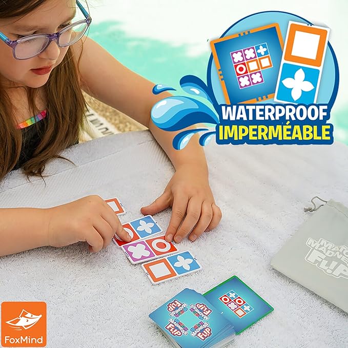 FoxMind Games: Match Madness Flip - Travel Sized Pattern Matching Puzzle Game, Develop Problem Solving-Logic-Fine Motor Skills, Kids 7+, 1-2 Players
