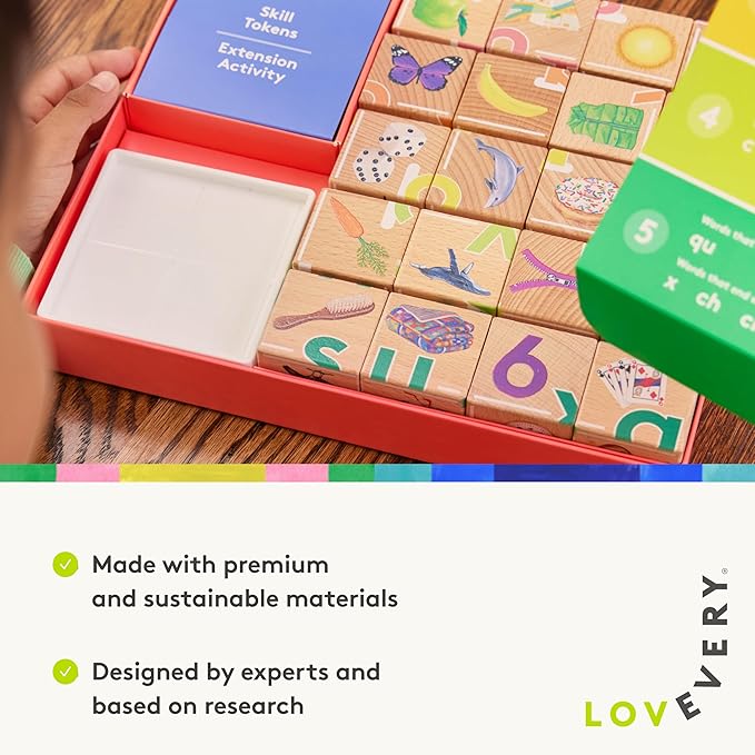 Lovevery Reading Skill Set, Learn to Read for Pre-K and Kindergarten, Fun Phonics Games and Books, Part 1