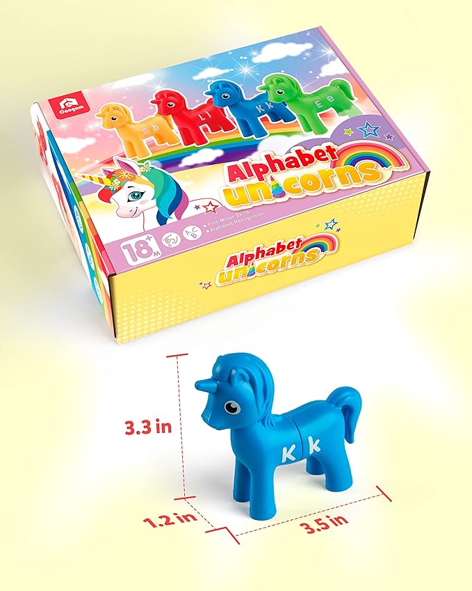 Coogam Unicorn Uppercase & Lowercase Letters Matching Game,13pcs Double-Sided ABC Letter Toys with 26 Alphabet Recognition Match Games Preschool Educational Montessori Toys for Toddlers Boys Girls