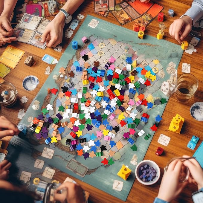 200 Pcs Wooden Meeples Multi Color Meeples Pieces Family Games Accessories Board Game Tokens Ideal for Sorting Counting Game Night Party