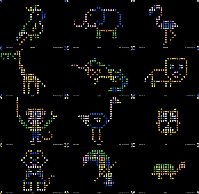lllumiPeg Zoo Refill templates for Basic Fun Lite Brite Magic Screen Retro Style (12 Sheets, 6x8)