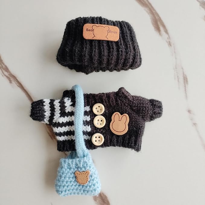 15cm & 17cm Doll Clothes Outfits Set - Premium Dress Up Bundle with Exquisite Accessories | Soft Fabric Fashion Doll Costume for 15-17cm Dolls (Black)