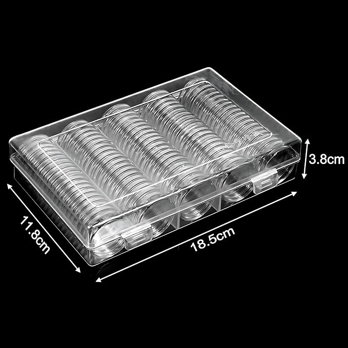 FRIMOONY 2 Pack 30mm Coin Capsules, with Foam Gasket and Plastic Storage Box, for Coin Collection