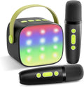 Mini Karaoke Machine with 2 Wireless Microphones, TOP Kids Gifts for Girls Ages 3, 4, 5, 6, 7, 8, 9,10,11,12 +Year Old, 4-12 Years Old Birthday Toy Gift for Girls Boys Party (Black Green)