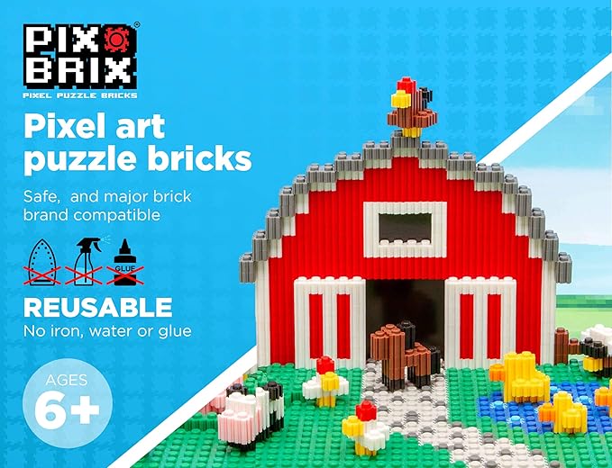 Pix Brix Pixel Art kit Puzzle Bricks – 6,000 Piece Pixel Art Container, 12 Color Light Palette – Interlocking Building Bricks, Create 2D and 3D Builds Without Water or Glue – Stem Toys, Ages 6 Plus