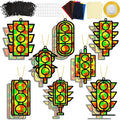 QOUBAI 32 Sets Traffic Light Suncatchers Craft Kit DIY Window Stained Glass Effect Traffic Lamp Paper Crafts Home School Classroom Decoration Kid Birthday Gift Creative Art Project Activity Game