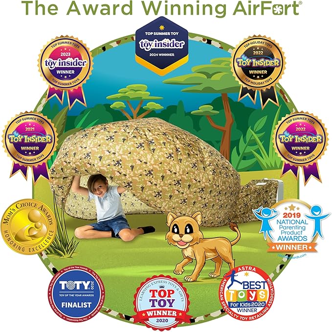 The Original Patented AirFort - Build A Fort in 30 Seconds, Inflatable Fort for Kids, Play Tent for 3-14 Years, A Playhouse Where Imagination Runs Wild, Fan not Included (Jungle Camo)