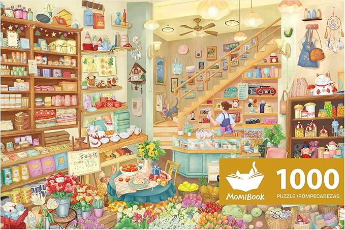 MOMIBOOK Puzzles for Adults 1000 Pieces Jigsaw Puzzles of Carefree Store, Painting Image Grocery Shop Puzzle Difficult Challenging Hard Impossible Puzzle Unique Funny Party Christmas Birthday Gifts