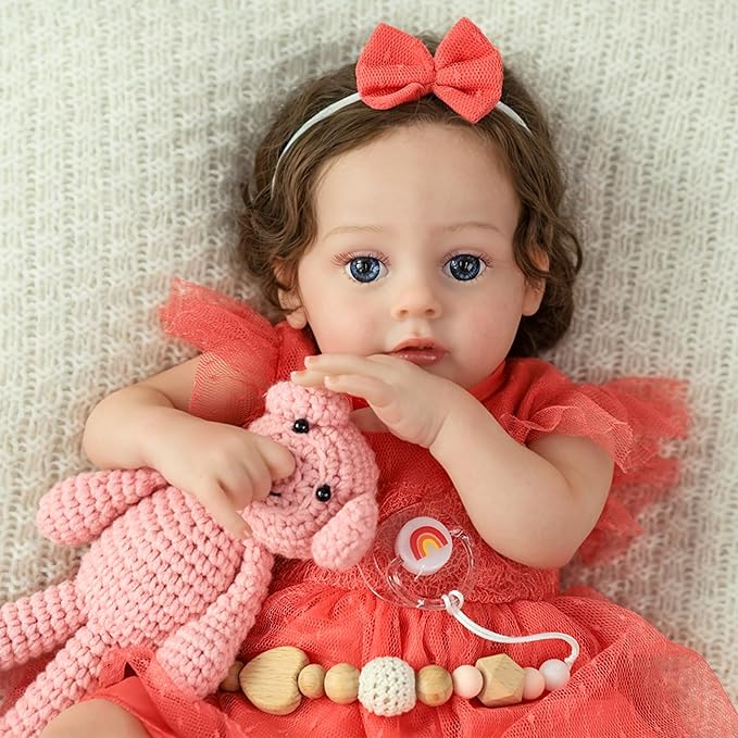 SCOM Lifelike Reborn Baby Dolls - 20 Inch Realistic-Newborn Baby Doll Girl Silicone Real Life Baby Dolls with Soft Weighted Body, Poseable Real Baby Reborn Gift Toy for 3+ Years Old Kids