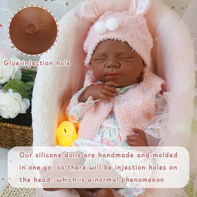 Reborn Baby Dolls Silicone Full Body 18.89in Weighted Real Life Closed-Eyes Girl Dolls Lifelike Newborn Baby Soft Body Flexible Limbs Not Vinyl