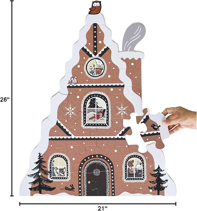 Wee Gallery Floor Puzzle, 24-Piece Jumbo Jigsaw Puzzles for Toddlers, Early Learning Activity, Cognitive and Fine Motor Skills Development, Learning Toys for Toddlers, Gingerbread House