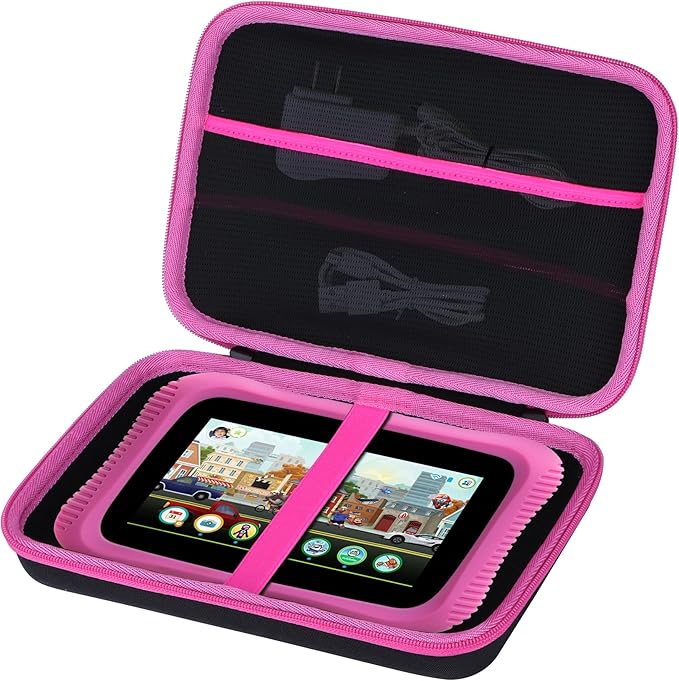 Storage Case Compatible with Leapfrog LeapPad Academy/LeapPad Ultimate/Epic Academy Edition 7-Inch Touchscreen Learning Tablet (Black + Pink Case)
