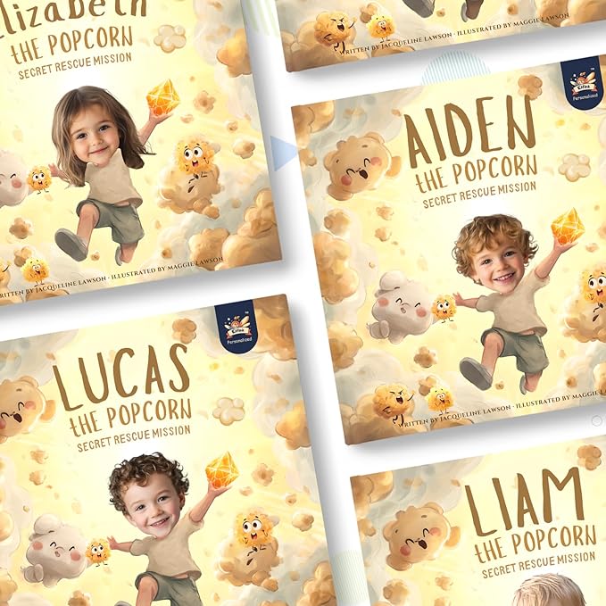 ELFINK Personalized Children Story Books - Popcorn Kingdom Adventures - Customized Name & Photo - Baby Gifts - Children Bedtime Story (Soft Cover)