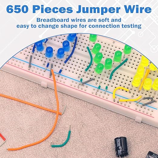 560pcs Breadboard Jumper Wires Kit - Preformed Wires (14 Lengths + 40 Each) with Precision Tweezer for Electrical DIY Experiments, Jumper Wires Male to Male 2 mm/0.08in-125 mm/4.9in