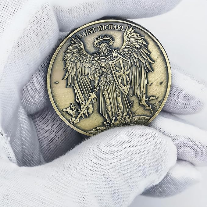 The Archangel Michael Challenge Coin Religious Coin Christian Collectible Psalm 91:10-11 (Pack of 3)