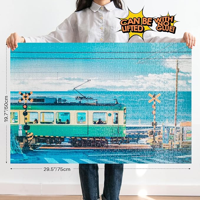 MOMIBOOK 1000 Piece Puzzle for Adults Jigsaw Puzzles of Seaside Kamakura Story, Painting Image Summer Difficult Challenging Hard Impossible Puzzle Unique Funny Christmas Birthday Gifts
