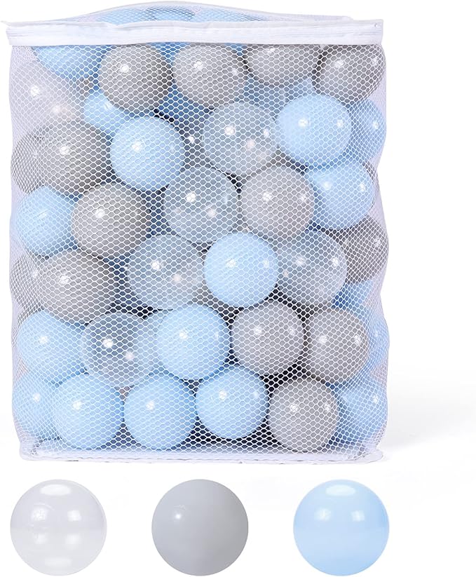 Ball Pit Balls Pack of 100 200 500 - Star and Round Set BPA Free Phthalate Free Non-Toxic Crush Proof Play Balls Soft Plastic Balls for Toddlers Baby Kids Birthday Pool Tent Party