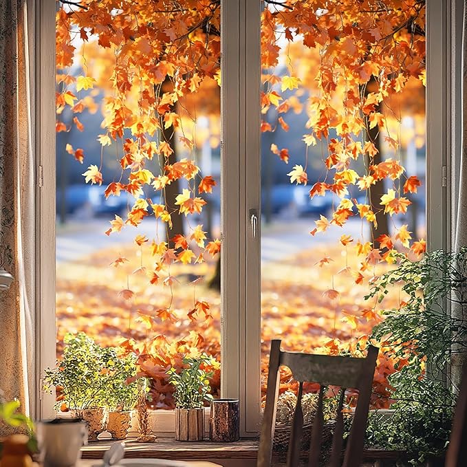 Fall Window Clings for Glass 1 Sheet Maple Leaves Window Decals Window Stickers Reusable Windows Cling for Autumn Party Supplies Home School Office Glass Decorations