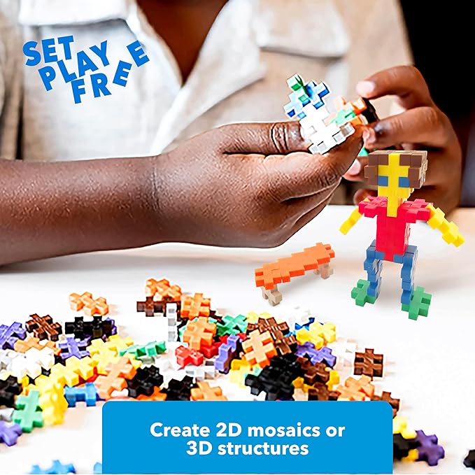 Plus Plus 500 Piece Super Tube, Interlocking Building Block 3D Puzzle Kit, Kids Stem Connecting Toys - Basic Color Mix