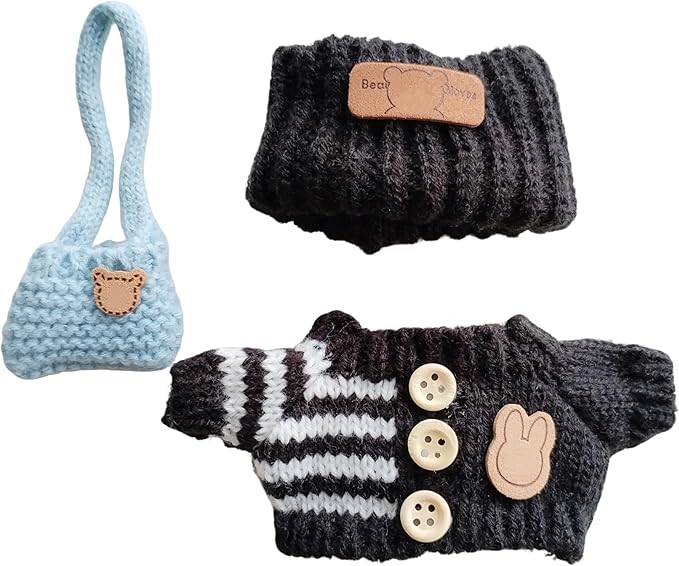 15cm & 17cm Doll Clothes Outfits Set - Premium Dress Up Bundle with Exquisite Accessories | Soft Fabric Fashion Doll Costume for 15-17cm Dolls (Black)
