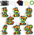 32 Sets Woodland Animal Suncatchers Craft Kit DIY Window Stained Glass Effect Forest Jungle Animals Paper Craft Home School Classroom Decoration Kid Birthday Gift Creative Art Project Activity Game