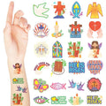 Landhoow 240 Pcs Christian Religious Tattoos Temporary for Kids Glitter Face Tattoos Cool Body Sticker Costume Accessory for Adults Boys Girls Party Favor