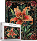 Lily Flower Jigsaw Puzzles for Adults 1000 Pieces,Russian Palekh Style Jigsaw Puzzle 20 x 27 Inches Colorful DIY Puzzles for Home Decoration, Family Puzzle Perfect for Game Nights