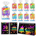 Party Favors for Kids: 36 Pack Scratch Art Notebooks with Rainbow Colors, 2-in-1 Coloring & Scratch Books, Bulk Birthday Gifts, Goodie Bags, Classroom Prizes for Boys & Girls