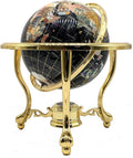 Limited Edition! Unique Art Since 1996 Black Pearl Swirl Table Top Gemstone World Globe with Tripod Gold Zinc Alloy Stand (BLACK PEARL WITH GOLD TRIPOD)