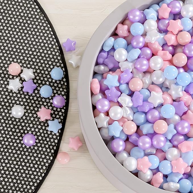 GOGOSO Ball Pit Balls for Toddlers Phthalate-Free BPA-Free Non-Toxic Crush Proof Soft Plastic Play Balls Baby Kids Shape Tent Pool Playhouse Playpen Party Decor, Pink Blue Purple White,50PCS