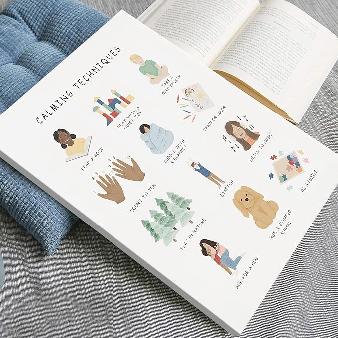 uoyien Calming Corner Classroom Mental health Poster Feelings Calming Techniques Canvas Wall Art Boho Emotions Chart for Kids Prints Special Education Wall Decor for School 12x16in Wood Framed