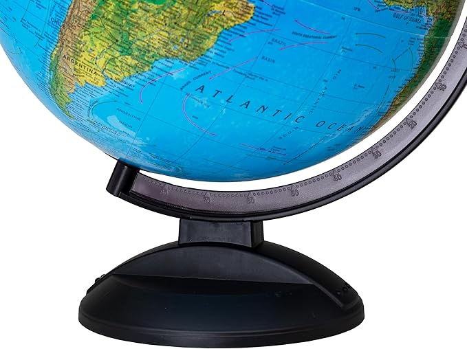 Replogle Ready to Assemble Illuminated World 12" Diameter Globe, USA Cartography, Modern Acrylic Stand and Blue Ocean Globe Ball. Easy to assemble globe that shows both Political and Vegetative information including political borders and provincial bor...