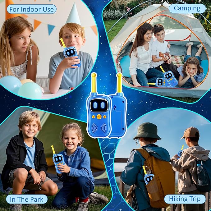 Astronaut Walkie Talkies, 3000 FT Talk Range, Robots Toys for Kids 2Pack, Space Toys Birthday Gifts for 3 4 5 6 7 8 9 10 Year Old, Voice Interactive Gift for Boys & Girls,Top With Handheld Flashlight.