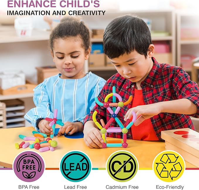 Tigerdoe 46 Pieces Magnetic Sticks and Blocks Set | Creative 3D Construction Toy for Imaginative Play and Learning | Fun for Kids and Adults